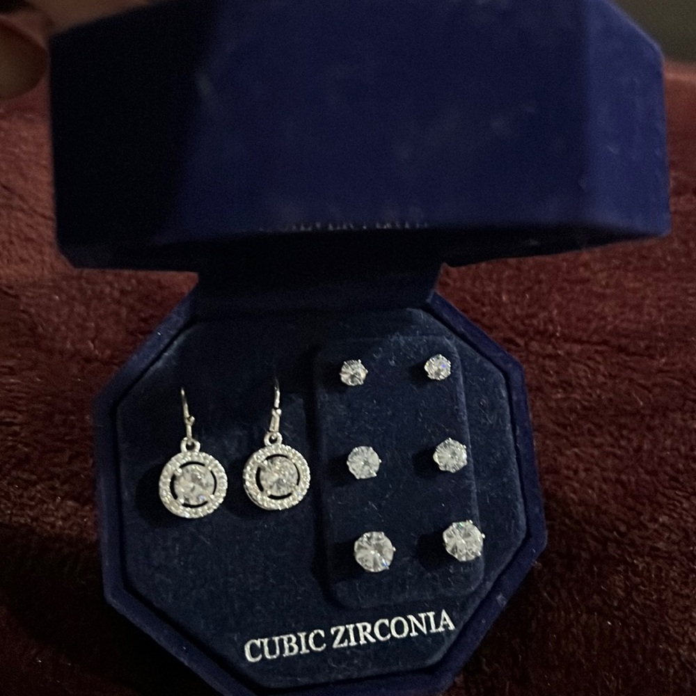 Beautiful Cubic Zirconia, four (4) piece Earring Set